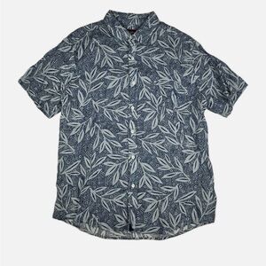 Untuckit Brenton Blue Floral Linen Short Sleeve Hawaiian Mens Size Large Casual